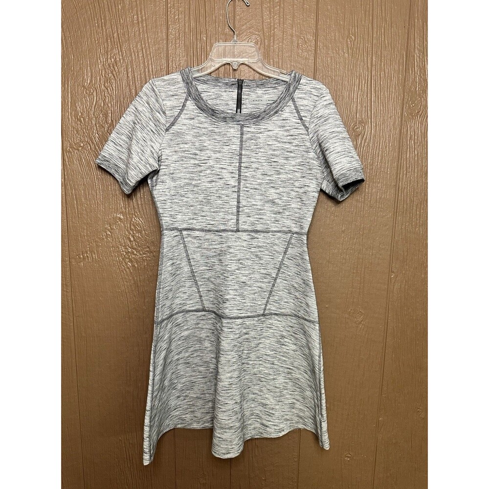 Athleta En Route Back Zipper Knit Fitted‎ Fit Flare Athleisure Travel Dress S